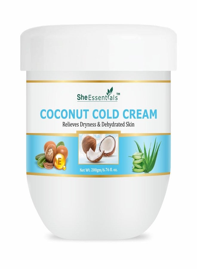 She Essentials Coconut Cold Cream for Winters to Repair Dry & Damaged Skin | Non-Greasy, Super Soothing and Moisturizing Formula for Face, Body & Skin Care | Suitable for All Skin Types - 200gm