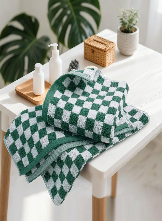 Jacquotha Green and White Hand Towels 4 Pack, Cotton Decorative Bathroom Hand Towel & Checkered Christmas Kitchen Decor, 13” x 29” - Image 2