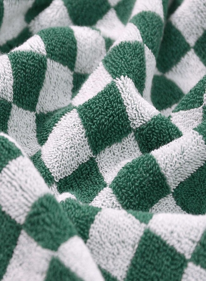 Jacquotha Green and White Hand Towels 4 Pack, Cotton Decorative Bathroom Hand Towel & Checkered Christmas Kitchen Decor, 13” x 29” - Image 4