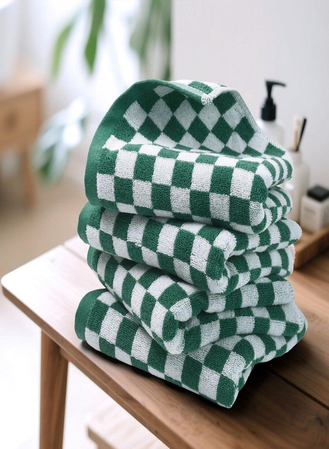 Jacquotha Green and White Hand Towels 4 Pack, Cotton Decorative Bathroom Hand Towel & Checkered Christmas Kitchen Decor, 13” x 29” - Image 3