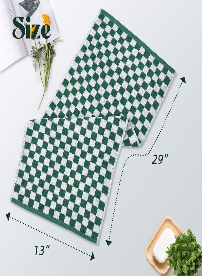 Jacquotha Green and White Hand Towels 4 Pack, Cotton Decorative Bathroom Hand Towel & Checkered Christmas Kitchen Decor, 13” x 29” - Image 5