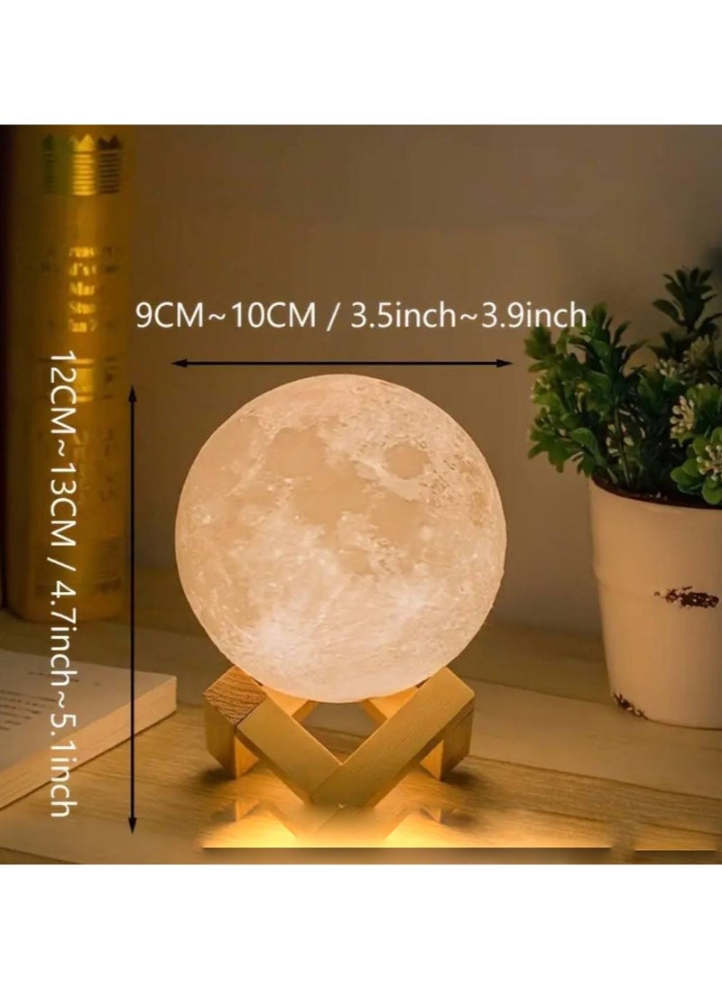 Scrolls Moon Lamp Moon Light Night Light for Kids Gift for Women USB Touch Control Brightness 3D Printed Warm White Lunar Lamp (3.5IN)  - Image 2