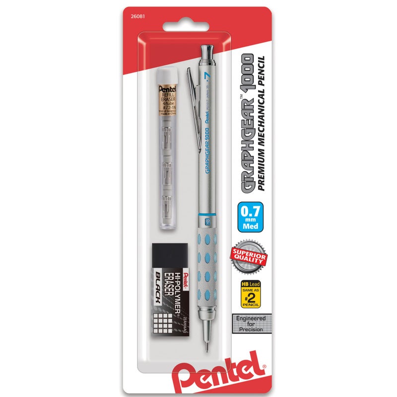 Pentel قلم رسم أوتوماتيكي بنتل غراف جير 1000 (0.7 مم) مع إعادة تعبئة ممحاة، عبوة واحدة (PG1017EBP) - Image 2
