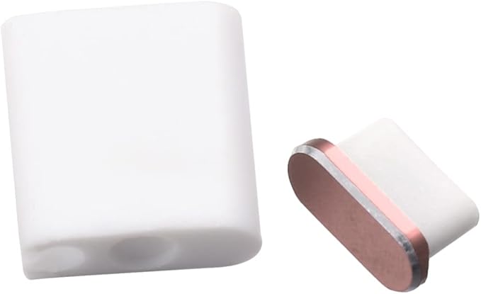 Dust Plug For Mobile Phones Aluminum Alloy Charging Port Protector White 2 Pack - Image 1