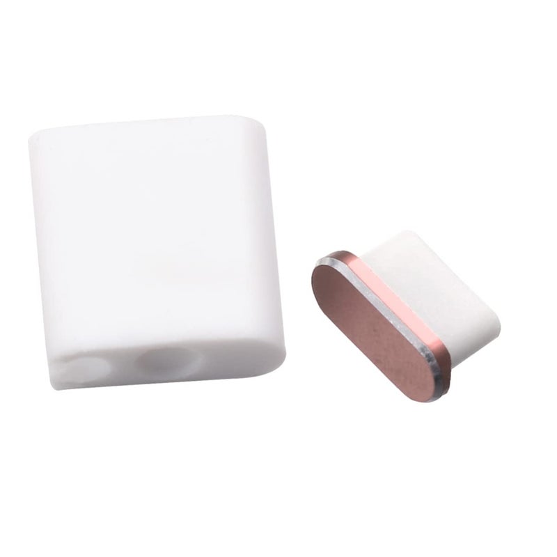 Dust Plug For Mobile Phones Aluminum Alloy Charging Port Protector White 2 Pack - Image 2
