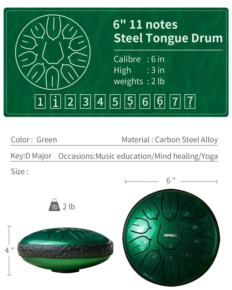 NIPINUS Rain Drum for Outside Garden, Steel Tongue Drum - 6 Inch 11 Notes Metal HandPan Drums,Waterproof Rain Chime,Musical Gifts - Image 2