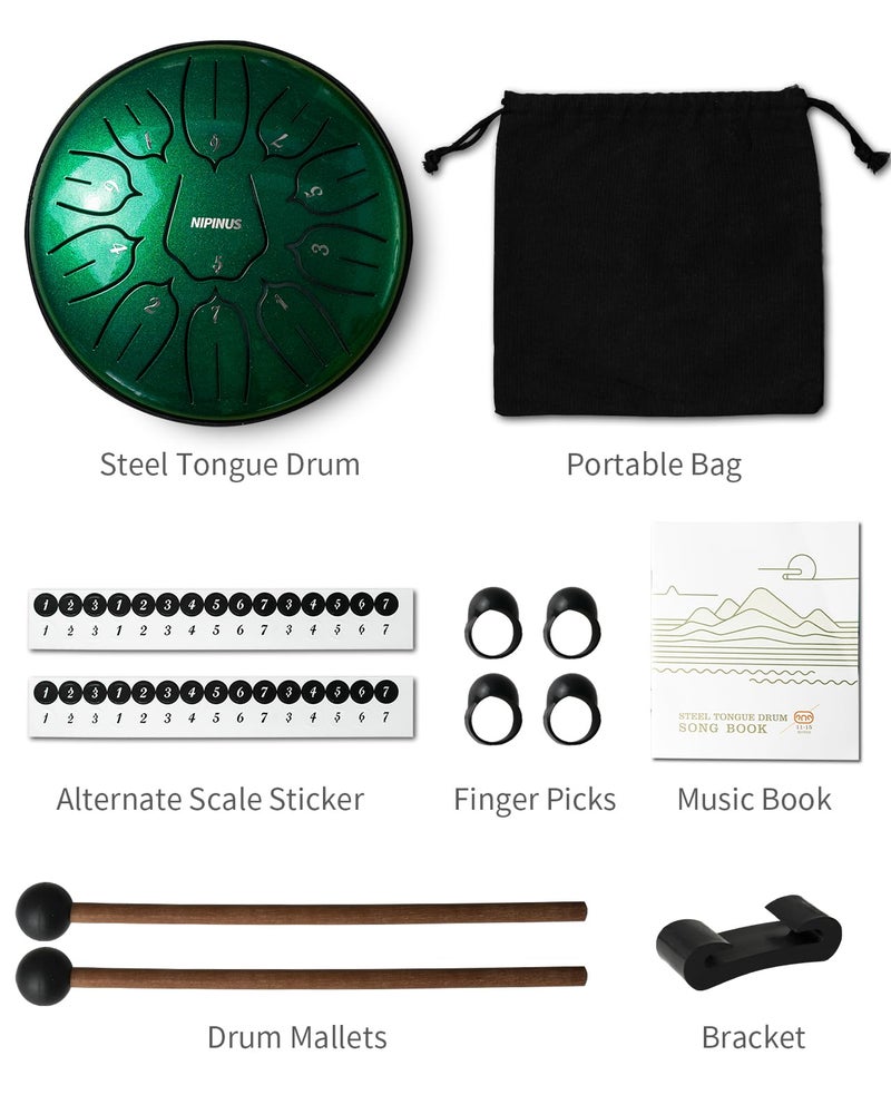 NIPINUS Rain Drum for Outside Garden, Steel Tongue Drum - 6 Inch 11 Notes Metal HandPan Drums,Waterproof Rain Chime,Musical Gifts - Image 4