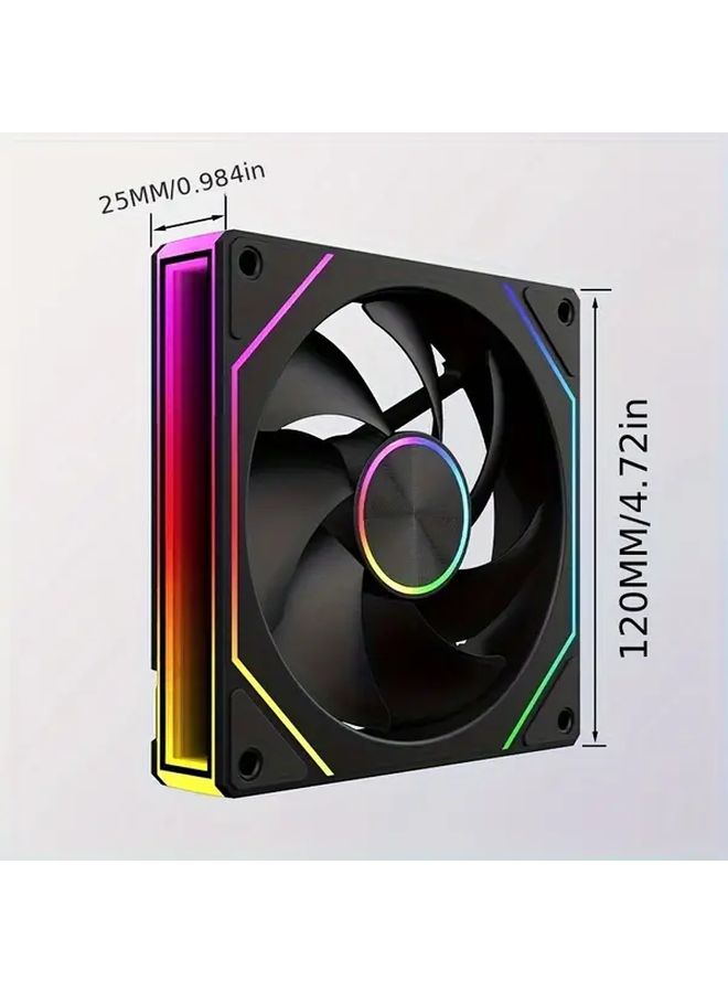 مروحة تبريد دوارة 360 درجة مع أضواء RGB، مجموعة بناء مكونة من 3 في 1 بتجميع مكعبات، 9 شفرات، أداء عالي لتدفق الهواء، مروحة مكتب هادئة لوحدات التحكم في الألعاب، التحكم في درجة الحرارة، أسود عكسي. - Image 2