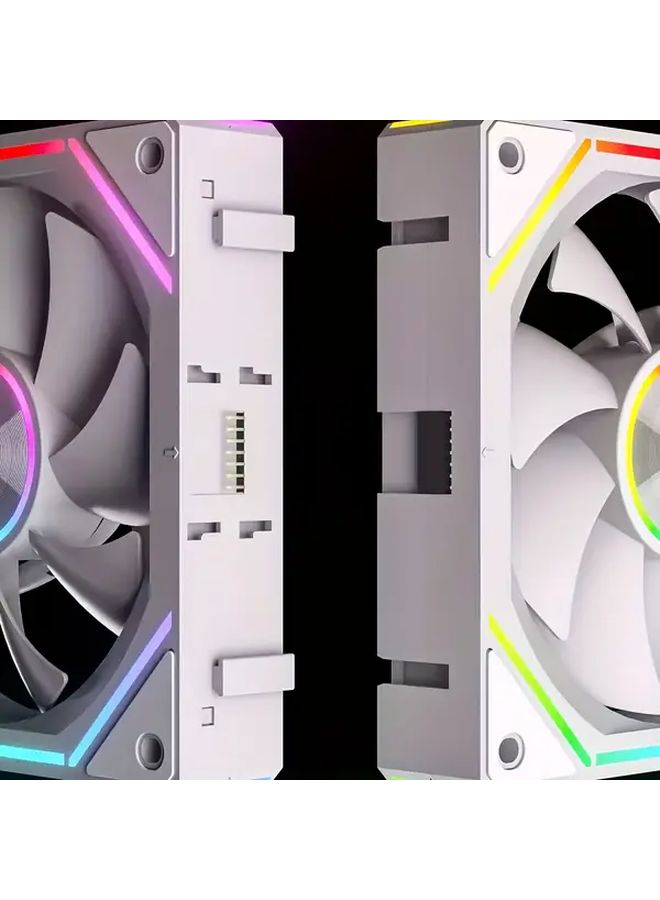 مروحة تبريد دوارة 360 درجة مع أضواء RGB، مجموعة بناء مكونة من 3 في 1 بتجميع مكعبات، 9 شفرات، أداء عالي لتدفق الهواء، مروحة مكتب هادئة لوحدات التحكم في الألعاب، التحكم في درجة الحرارة، أسود عكسي. - Image 5