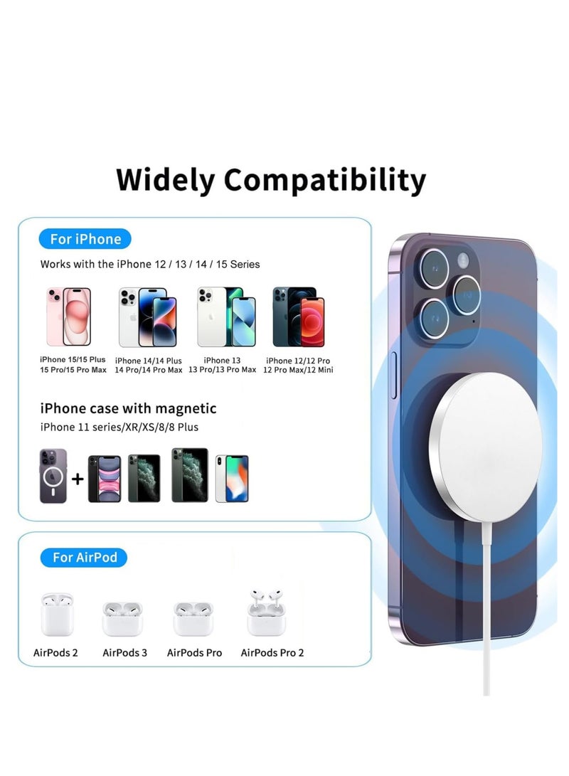general 15W MagSafe Charger ,iPhone Magnetic Wireless Charger , Magnetic to USB-C Fast Charge Cable (1M) Compatible iPhone 15/15 Pro Max/15 Pro/14/13/12 Series ,Silver - Image 2