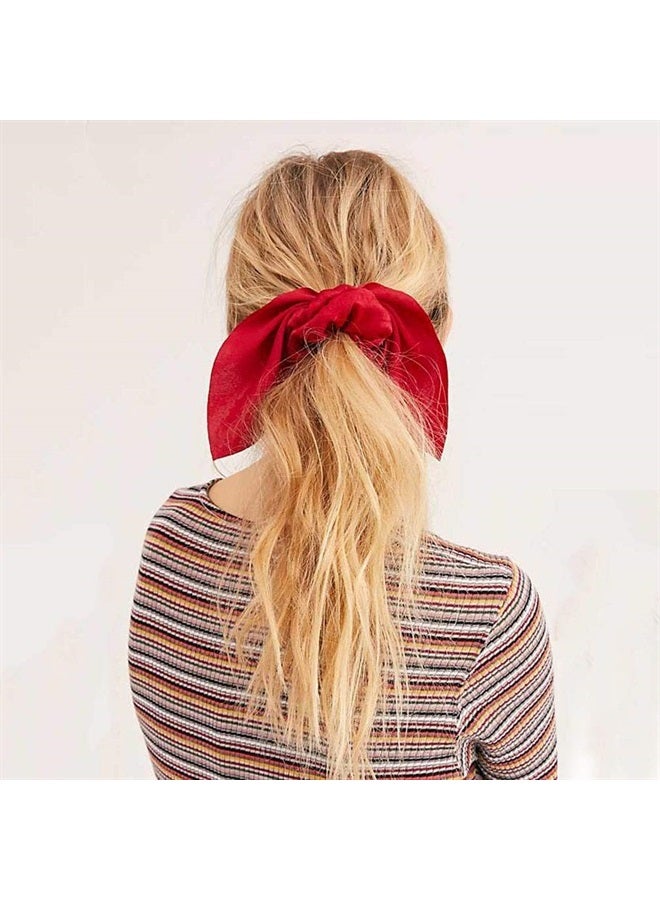 Aileam 6PCS Hair Scrunchies Satin SilkRabbit Bunny Ear Bow Bowknot Scrunchie Bobbles Elastic Hair Ties Bands Ponytail Holder for Women Accessories - Image 3