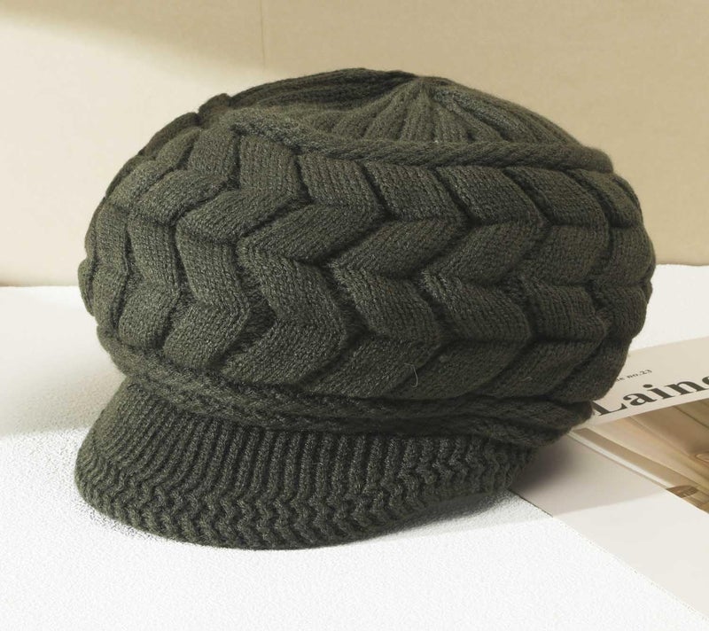 HINDAWI Women Winter Warm Knit Hat Wool Snow Ski Caps with Visor - Image 2
