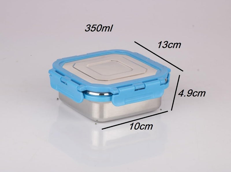 LIPSA ENTERPRISE Click It Square Stainless Steel Lunch Pack for Office School Use Square 2 pc 350ml - Image 2