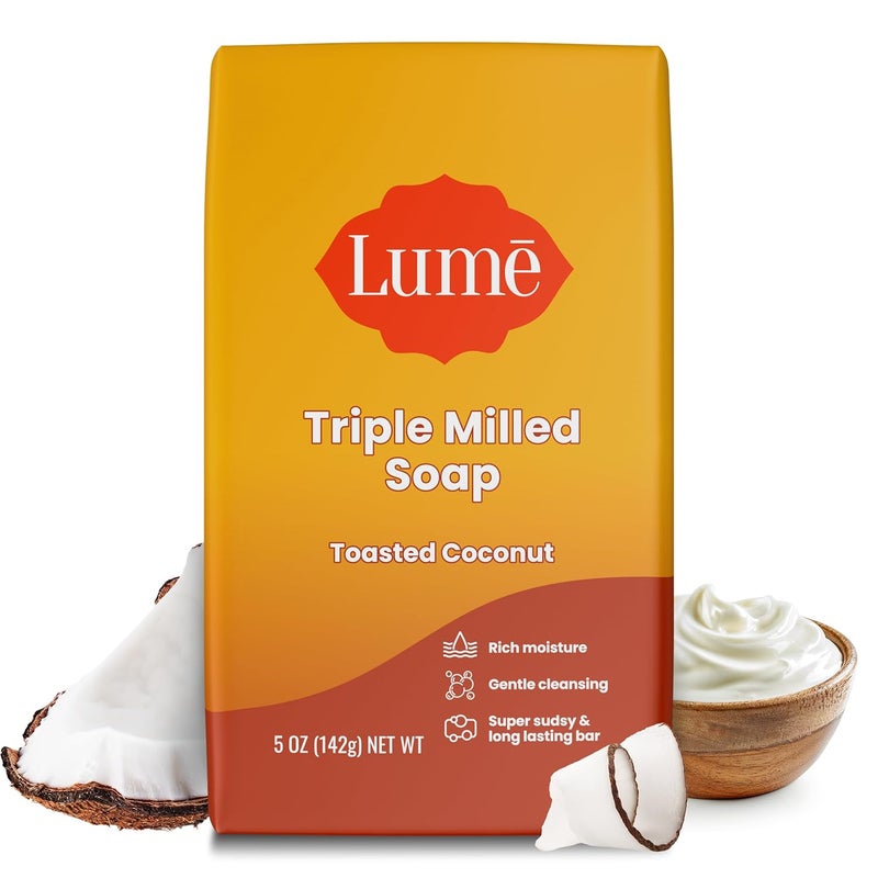 Lume Triple Milled Bar Soap  Rich Moisture  Gentle Cleansing  Paraben Free Phthalate Free Skin Safe  5 ounce Toasted Coconut