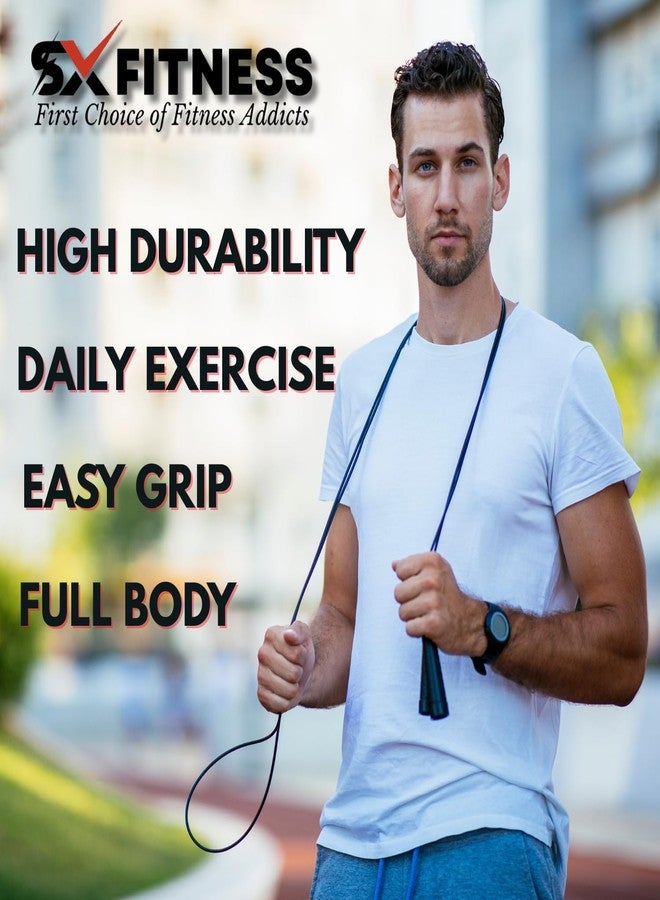 إس إكس حبل قفز SX Fitness بمقبض خشبي مريح لتخفيف الوزن/الإحماء/الرياضة/اللياقة البدنية - Image 4