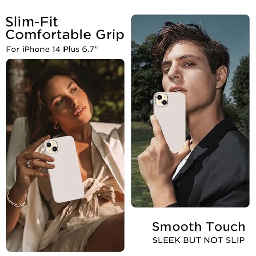 COFFKER Designed for iPhone 14 Plus Case Silicone with 2X Screen Protectors Full Body Shockproof Protective Cover Liquid Silicone Slim Thin Phone Case for iPhone 14 Plus 67 Stone - Image 3