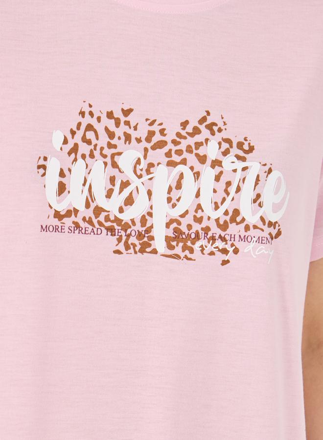 Styli Inspire Print Ruffle Hem Sleep T-Shirt Dress  - Image 3