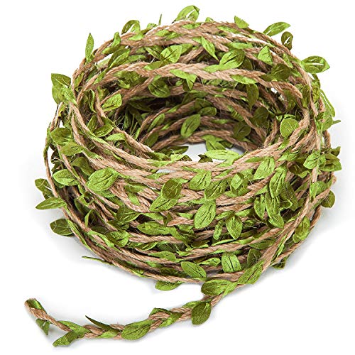 UCLEVER Artificial Vine Natural Hemp Rope Burlap Leaf Ribbon for Jungle Safari Birthday Party Decorations (33FT) - Image 1