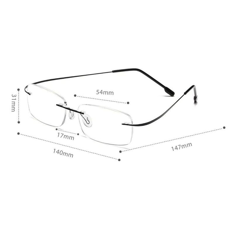 Dervin Zero Power Blue Cut Computer Bluelight Blocking Glasses For Men and Women | Anti Glare, Lightweight & Blocks Harmful Rays | Titanium Rimless Rectangular Glasses - Image 5