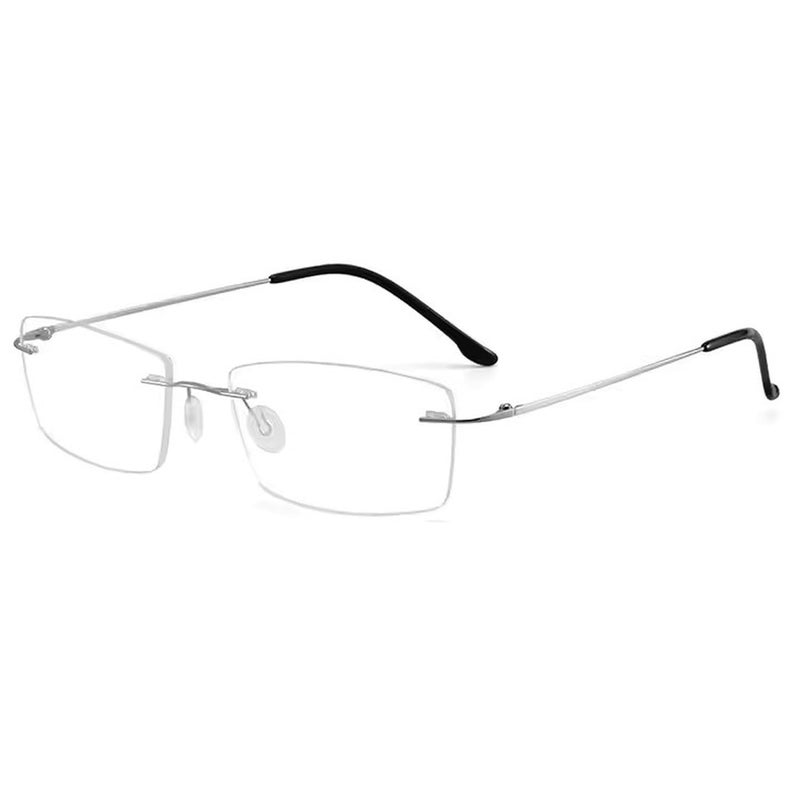 Dervin Zero Power Blue Cut Computer Bluelight Blocking Glasses For Men and Women | Anti Glare, Lightweight & Blocks Harmful Rays | Titanium Rimless Rectangular Glasses - Image 1