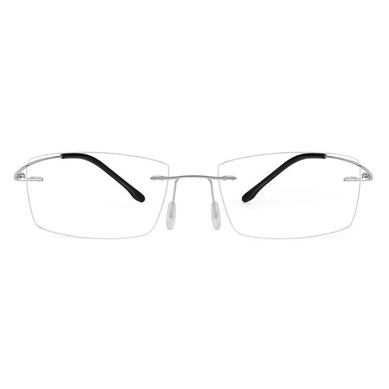 Dervin Zero Power Blue Cut Computer Bluelight Blocking Glasses For Men and Women | Anti Glare, Lightweight & Blocks Harmful Rays | Titanium Rimless Rectangular Glasses - Image 2