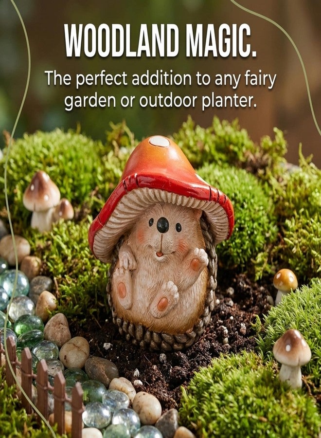 The Bridge Collection Mushroom Hedgehog Figurine - 3.25" Hedgehog with Mushroom Hat - Hedgehog Toadstool Figure - Image 2