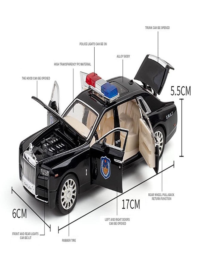 Magicwand® 1:24 Scale Die-Cast Zinc Alloy Rollls Roycce【Police SUV【Black】 with 6 Openable Doors,Lights & Music【Pack of 1】 - Image 2