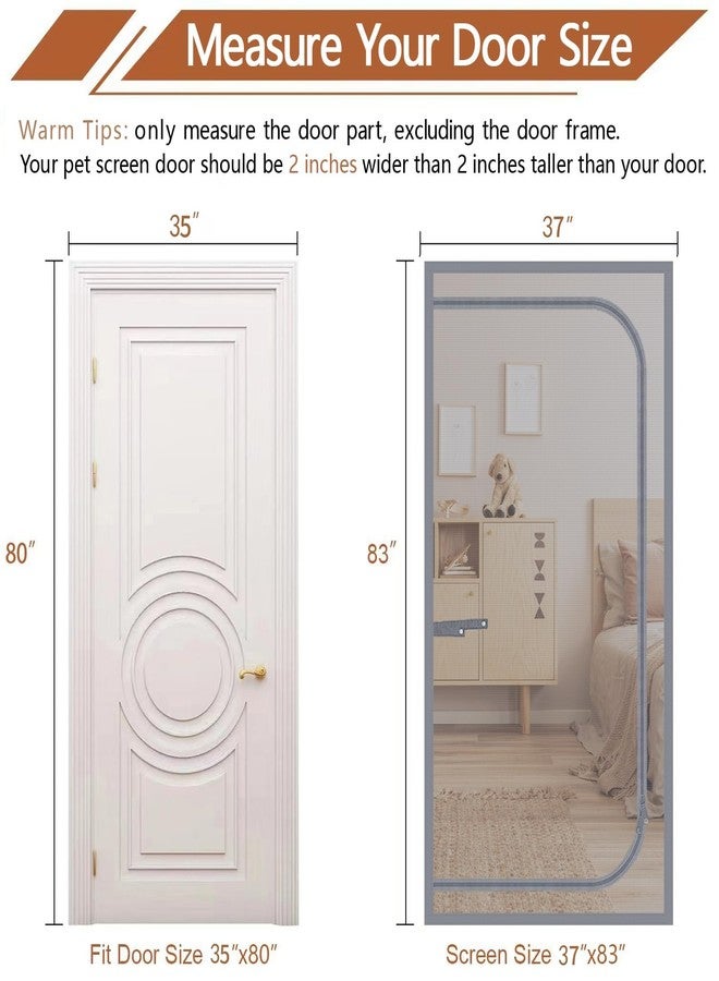 Dixutzi Pet Screen Door Thickened Cat Resistant Mesh Screen Door for Living Room, Bedroom, Kitchen, Patio, Dog Cat Scratch Proof Screen with Zipper Closure (Fits Door Size up to 35''x 80'', Gery) - Image 4