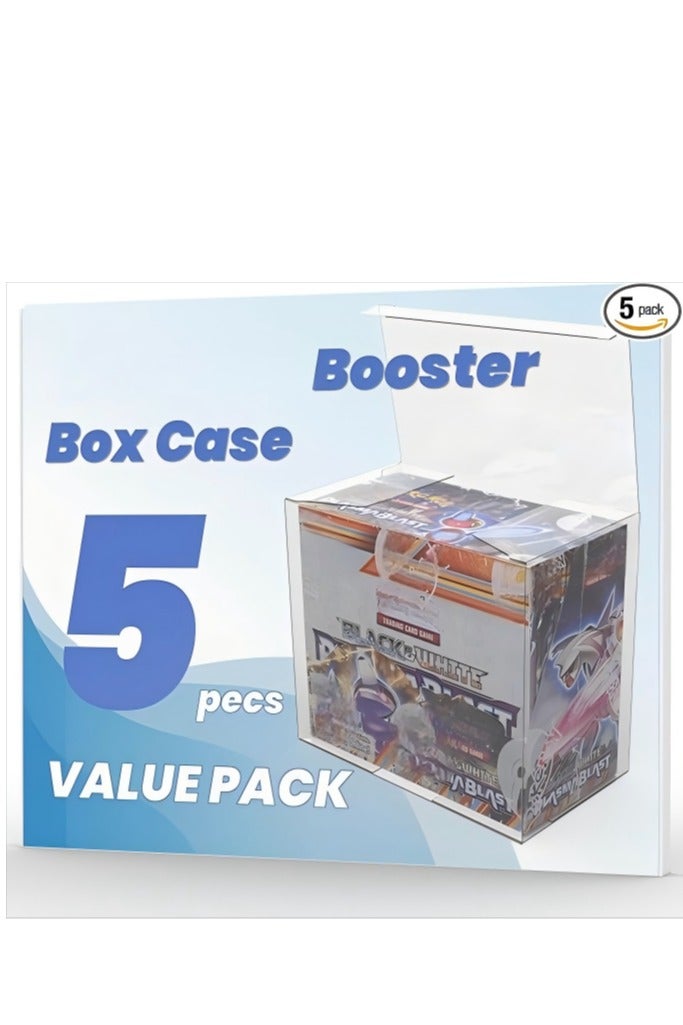5packBooster Box Case - Clear Storage for PKMN Booster Box, 0.50mm Thick, 5.5 x 3.2 x 4.8 inches, 5 Count - Image 1