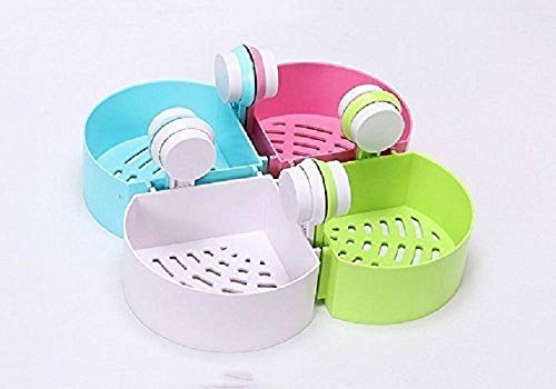 TOPHAVEN Plastic Inter Design Triangle Shelf Rack for Bathroom and Kitchen with Wall Suction Cup Organizer, Medium Size (Multicolour) - Image 4