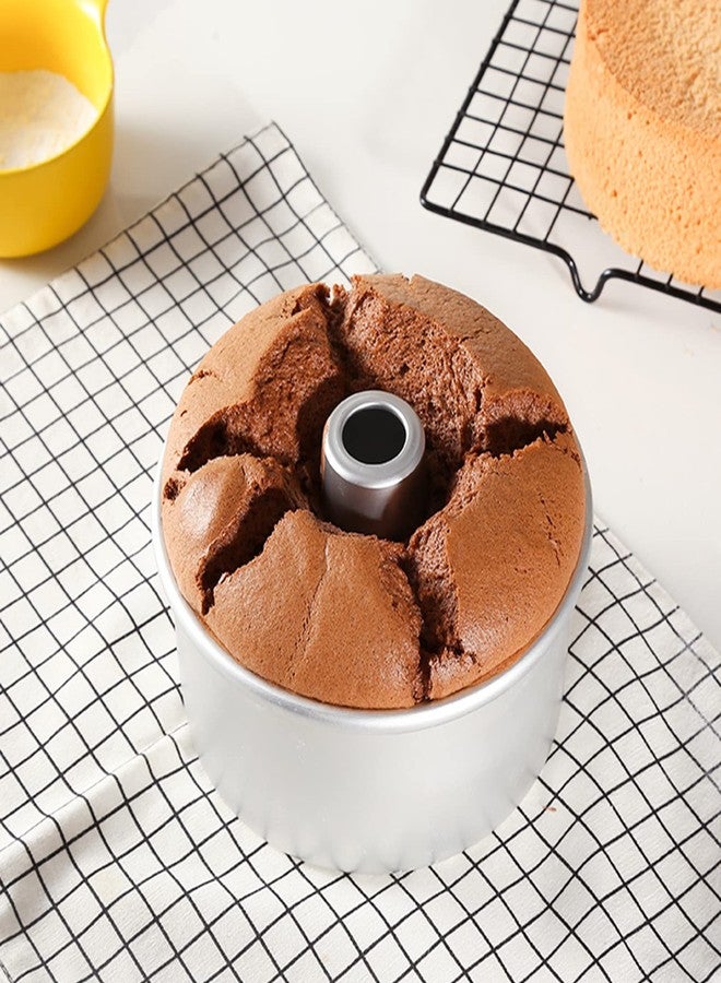Tosnail 3 Pieces 6 Inches Aluminum Angel Food Cake Pan Round Cake Pan with Removable Bottoms - Image 4