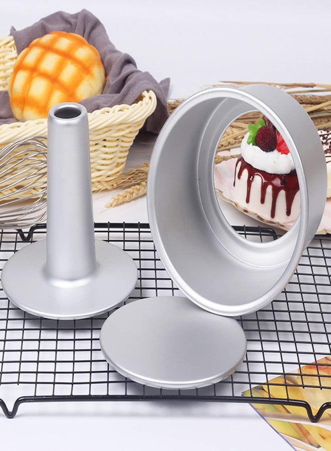 Tosnail 3 Pieces 6 Inches Aluminum Angel Food Cake Pan Round Cake Pan with Removable Bottoms - Image 3