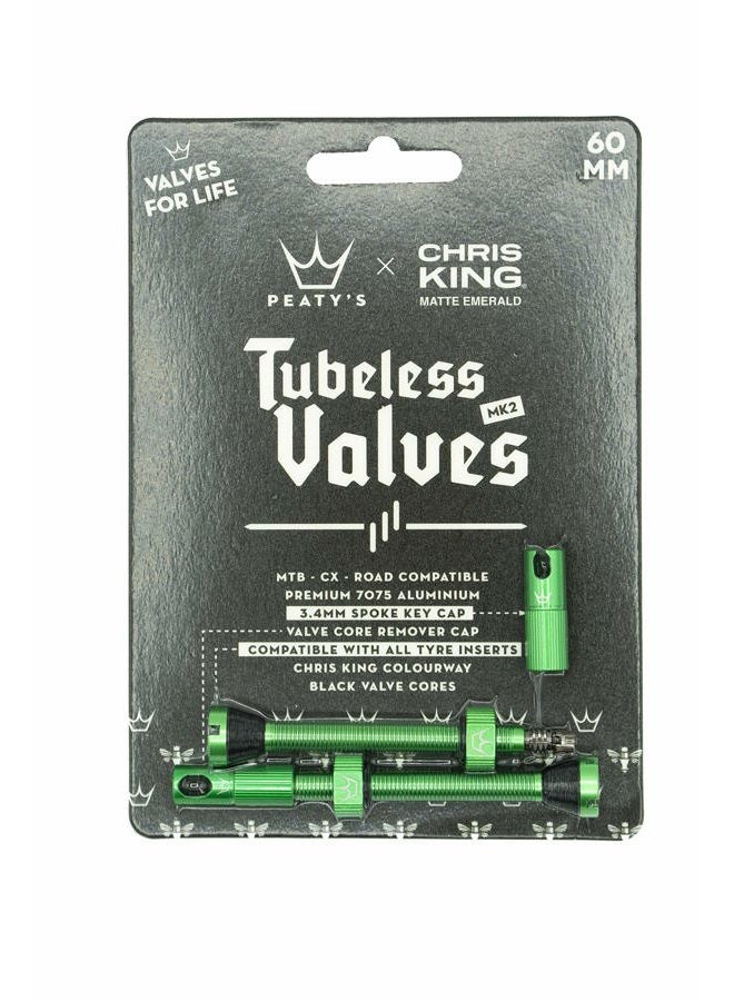 PEATY'S x Chris King (MK2) Tubeless Valves - Bike Tyre Valves (Emerald, 60mm), PTV2 - Image 2