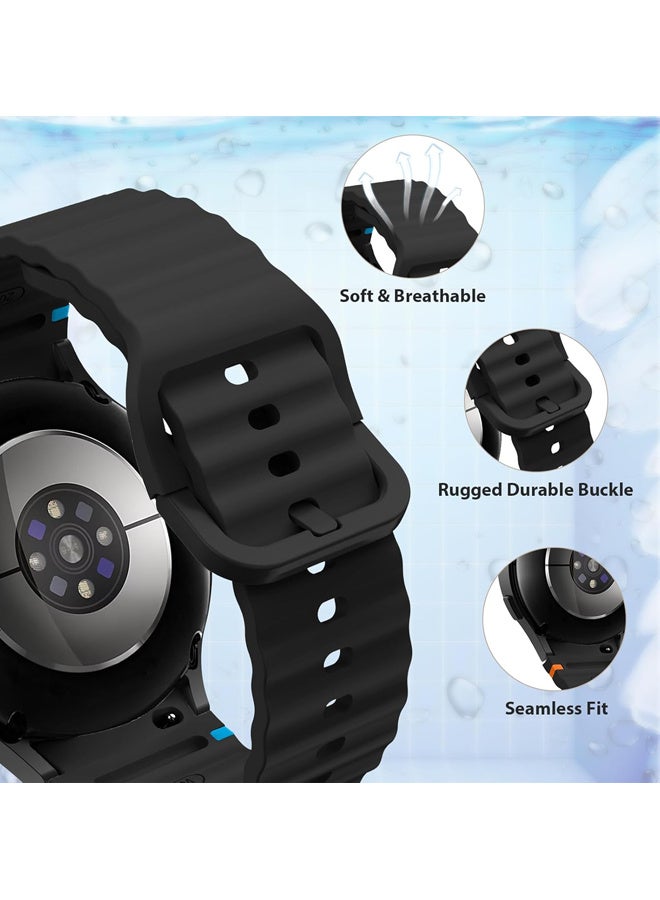 X-level 2Pcs Sport Silicone Strap Band for Samsung Galaxy Watch 7/FE/6/5/4 Band 40mm 44mm, No Gap Soft Silicone Bands For Galaxy Watch 5 Pro Band 45mm, Silicone Sport Strap Galaxy Watch 6 4 Classic For Women Men (Black, Green)  - Image 3