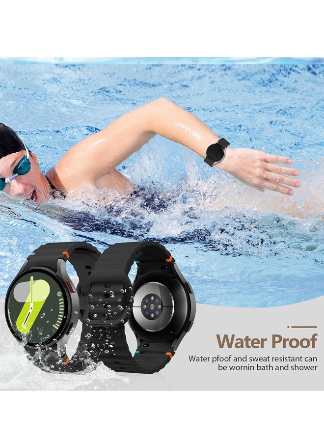 X-level 2Pcs Sport Silicone Strap Band for Samsung Galaxy Watch 7/FE/6/5/4 Band 40mm 44mm, No Gap Soft Silicone Bands For Galaxy Watch 5 Pro Band 45mm, Silicone Sport Strap Galaxy Watch 6 4 Classic For Women Men (Black, Green)  - Image 4