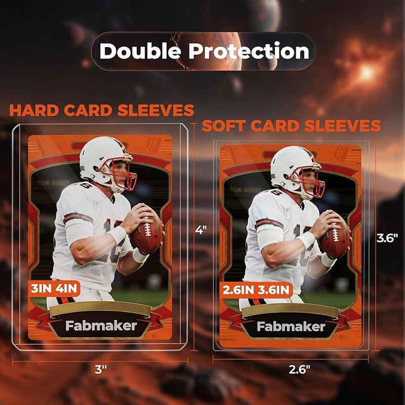 Fabmaker 240 Card Sleeves, 3 x 4 Topload for Cards, Hard Plastic Baseball Card Protectors, Ultra Clear Rigid Topload for Baseball, Football, Sports Cards(120 Topload + 120 Card Sleeves) - Image 2