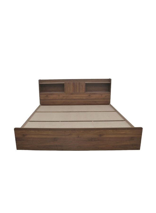 DANUBE HOME Supreme 160x200 Queen Bed – Modern Queen Size Bed Frame with Headboard for Bedroom – Sturdy, Stylish & Comfortable Sleep Furniture – Light Walnut Finish – Modern Engineered Wood Bed Frame, Minimalist Design, Sturdy Construction – Bedroom Furniture - Image 5