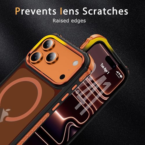 LLZ.COQUE Magnetic for iPhone 17 Pro Max Case, Compatible with Magsafe, Bumper Protective Cover, Slim Shockproof Anti-Scratch Translucent Matte Men Women Phone Case for iPhone 17 Pro Max 6.9", Orange - Image 4
