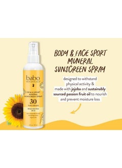 Babo Botanicals Swim & Sport Mineral Sunscreen Spray Spf 30 With Natural Zinc Oxide For Face & Body Of All Ages Dermatologist Tested & Crueltyfree Fragrancefree & Water Resistant 2 Oz  - Image 3