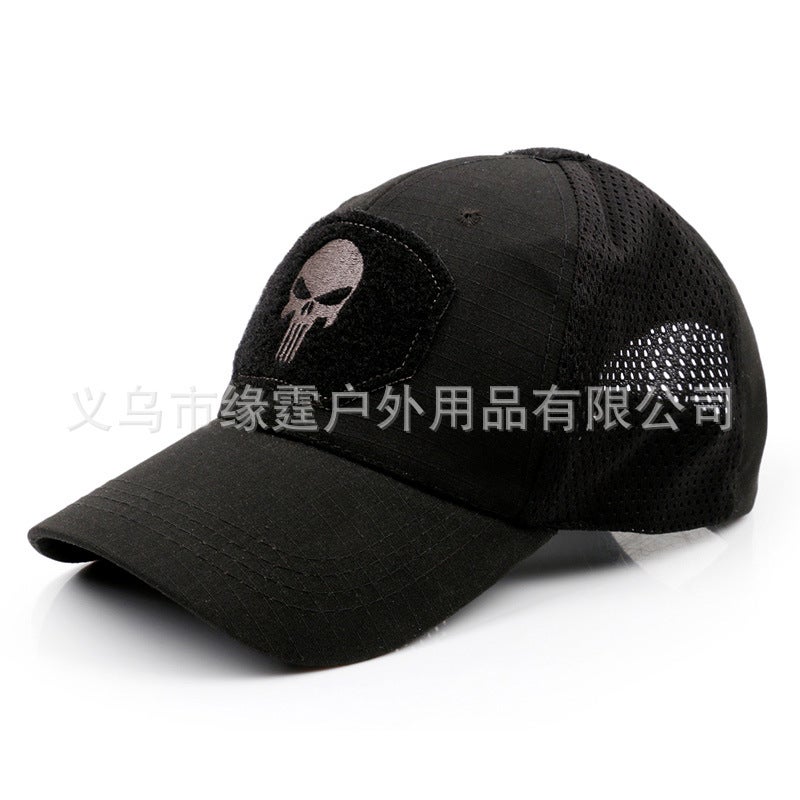 Cross-border Source Outdoor Mountaineering Cap Summer Sun Hat Embroidered Cap Embroidered Baseball Cap Military Fan Tactical Cap Black 