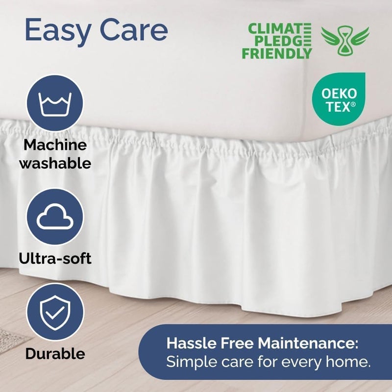Gorayoo Bedding Wrap Around Dust Ruffle Bed Skirt with Easy Fit Elastic Strap Double Size Size 18 Inch | Microfiber Fabric Pleated Bedskirt, Machine Washable, Legs Cover | White, (72inchx72inch) - Image 3