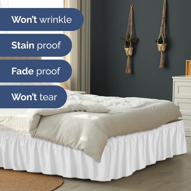 Gorayoo Bedding Wrap Around Dust Ruffle Bed Skirt with Easy Fit Elastic Strap Double Size Size 18 Inch | Microfiber Fabric Pleated Bedskirt, Machine Washable, Legs Cover | White, (72inchx72inch) - Image 4