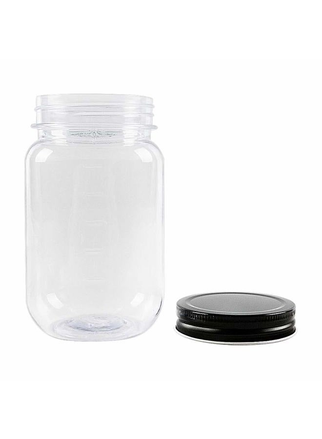 Novelinks 16 Ounce Clear Plastic Jars with Black Lids 10 Pack Black BLACK0004 - Image 4