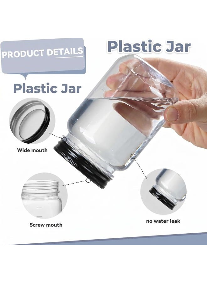 Novelinks 16 Ounce Clear Plastic Jars with Black Lids 10 Pack Black BLACK0004 - Image 3