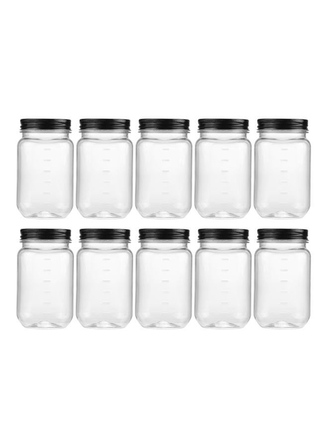 Novelinks 16 Ounce Clear Plastic Jars with Black Lids 10 Pack Black BLACK0004 - Image 1
