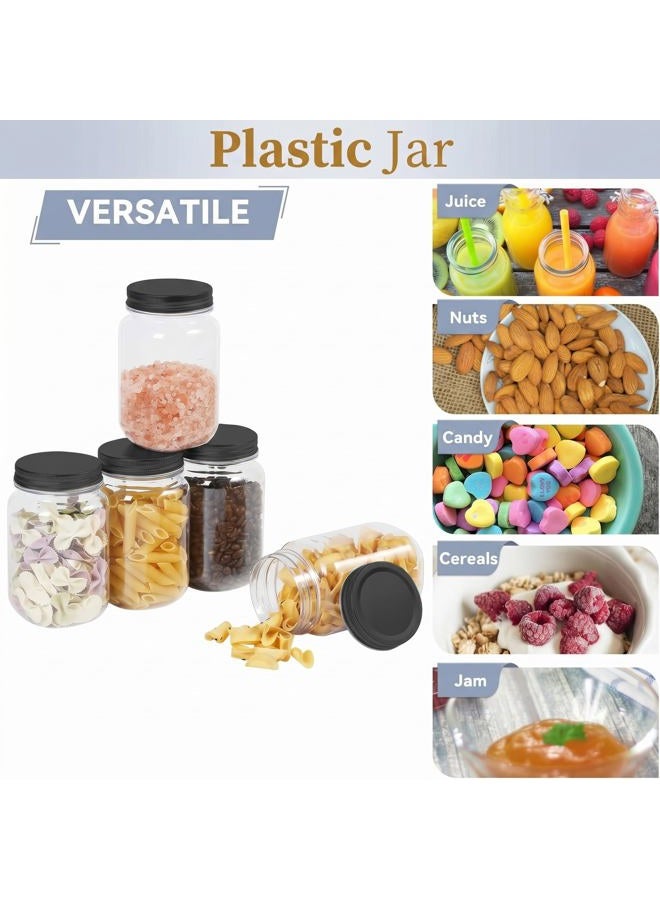 Novelinks 16 Ounce Clear Plastic Jars with Black Lids 10 Pack Black BLACK0004 - Image 5