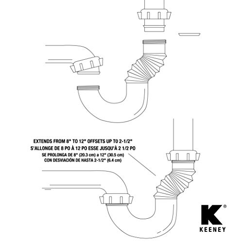 Plumb Pak Keeney PP812-40 P Trap Flex and Fix OT, 1-1/4 x 1-1/2", White - Image 2