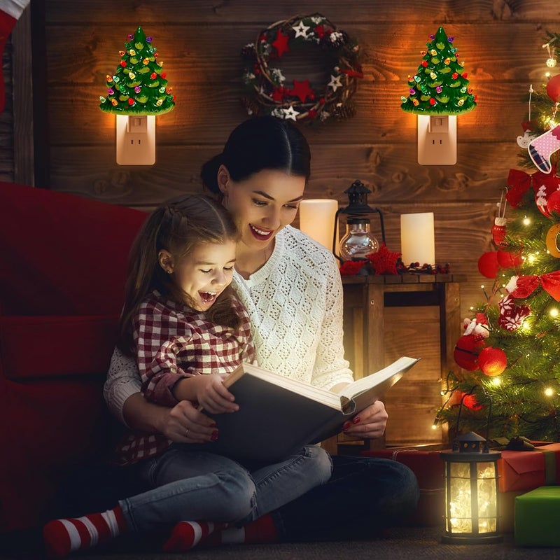 Brightown شجرة عيد الميلاد السيراميكية برايتاون مع ضوء ليلي 2 عبوة 6 شجرة سيراميكية زخرفية مع مفتاح تشغيل/إيقاف ضوء عيد الميلاد الكلاسيكي لغرفة النوم والحمام وغرفة المعيشة والشرفة وزينة العطلات - Image 5