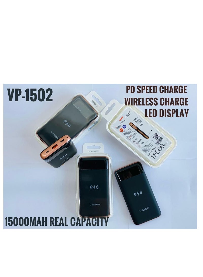 VEGER 15000 mAh Portable Power Bank Black