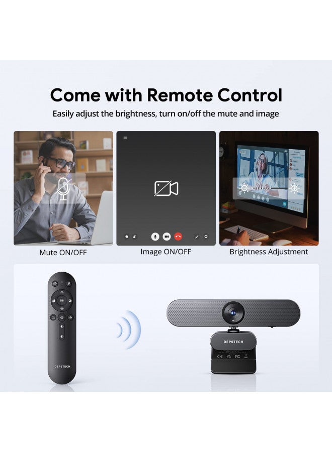 DEPSTECH Webcam 4K, Zoomable Webcam with Microphone and Remote, Equipped with Sony Sensor, 3X Digital Zoom, Noise-Canceling Mics, Auto-Focus Computer Camera for PC/Mac/Laptop/Zoom/Teams/OBS/Google - Image 2